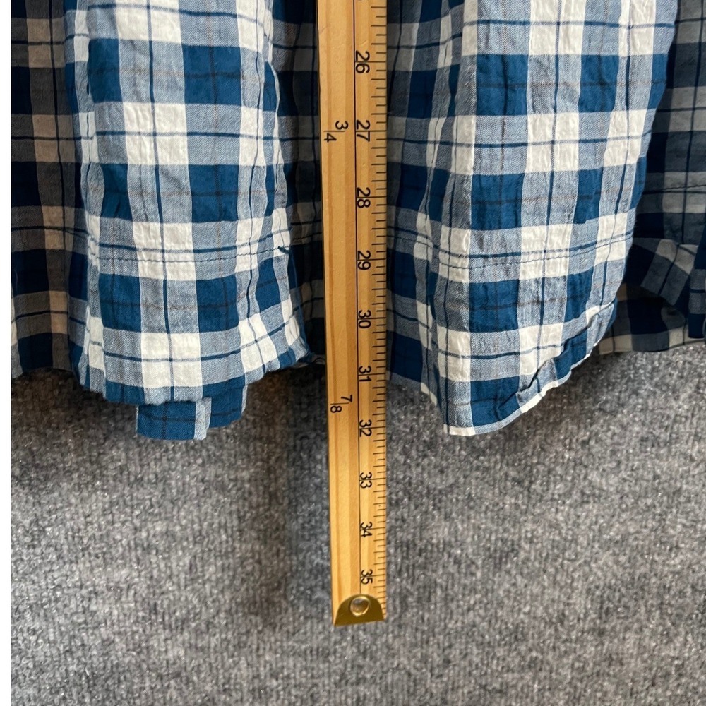 Urban Outfitters Plaid Tunic Women Size L Blue White Excellent Ruffle Sleeve - Picture 7 of 13
